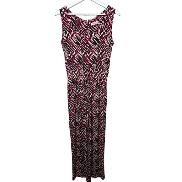 Calvin Klein Pants Womens 6 Small Jumpsuit Sleeveless Wide Leg Red Work Casual - Picture 1 of 12